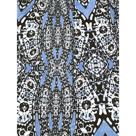 CCC Blue Black Print Off Shoulder Tunic Dress Lace Bell Sleeves Boho Style XLarg - Picture 8 of 9